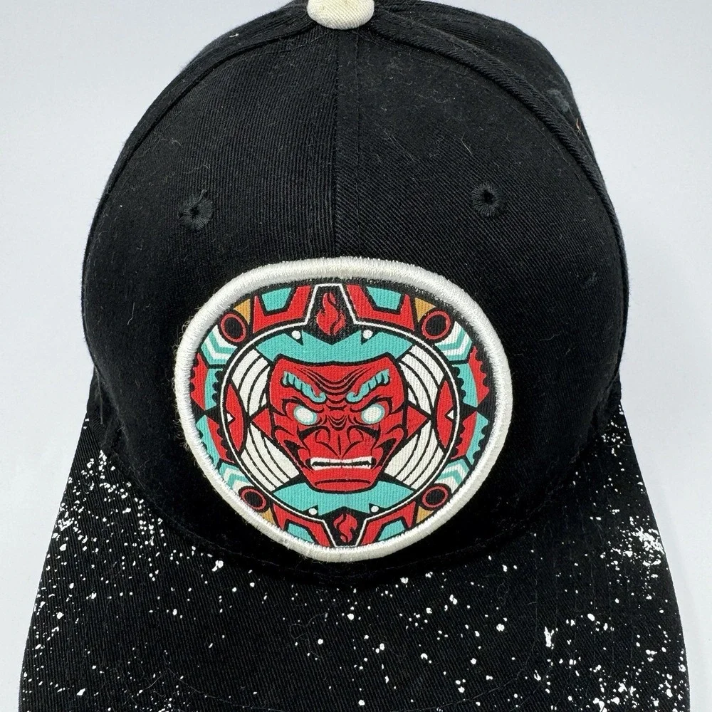 IcooPNY Icoop New York Snapback Hat‎ Black Aztec Oni Mask Paint Splatter